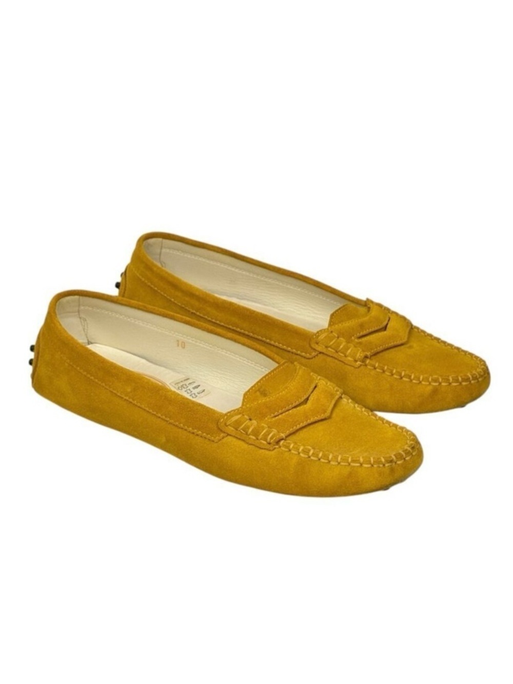 Tod’s Gommino Suede Loafers Sz.10 Yellow Driving Shoes Moccasins Old Money